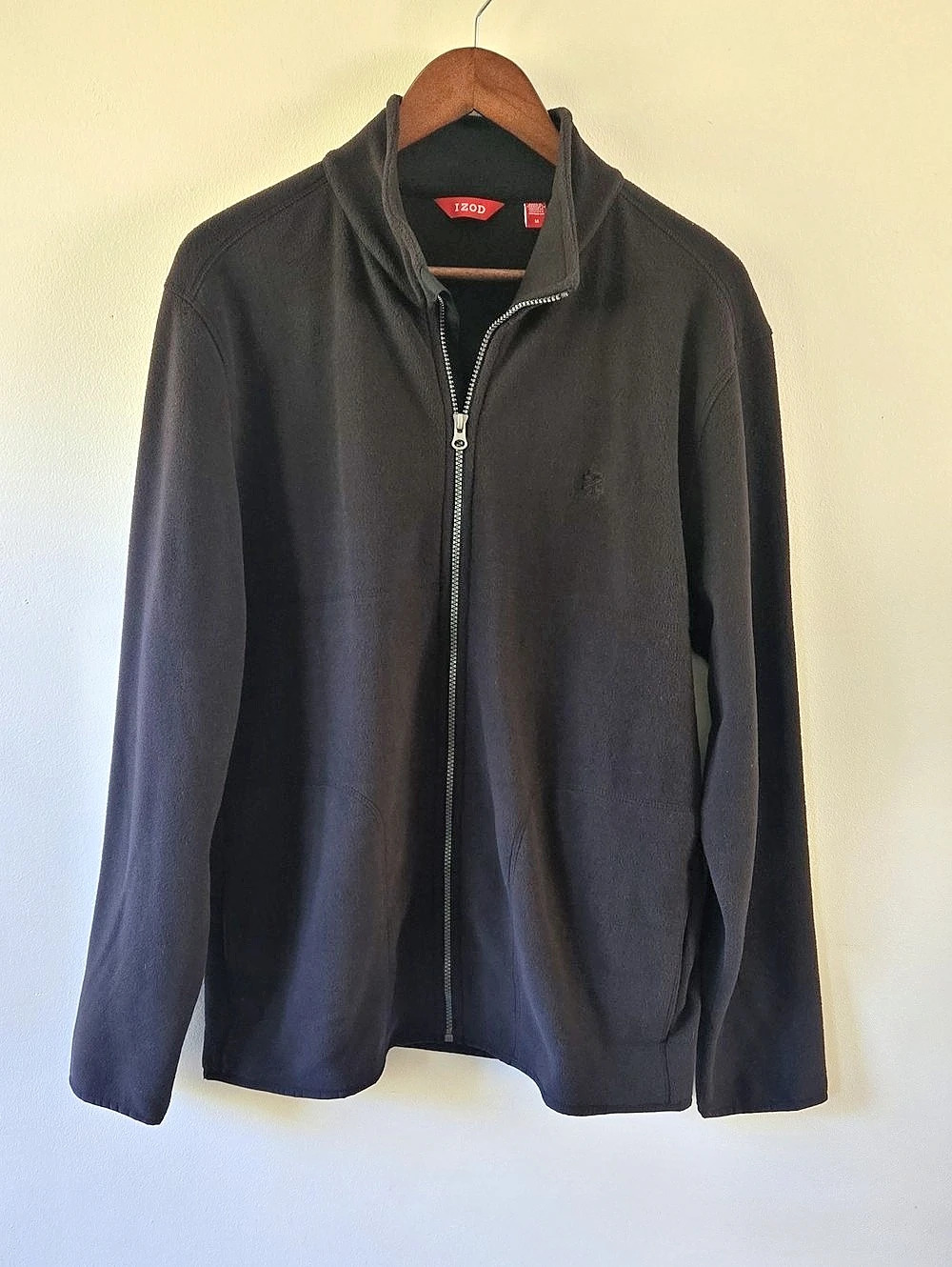 IZOD Men's Full Zip Fleece Jacket Black Size Large